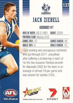 2012 Select AFL Champions #137 Jack Ziebell Back